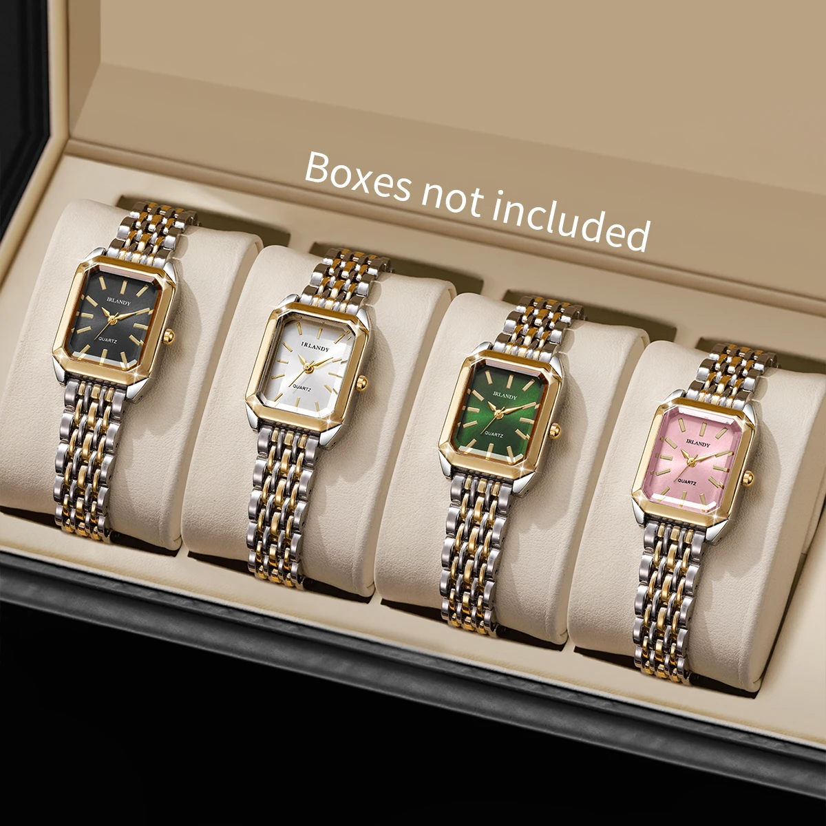 

2/4 шт. женские роскошные деловые часы, изысканный простой квадратный стиль, набор кварцевых часов с циферблатом, лучший выбор подарка (коробка не входит в комплект)