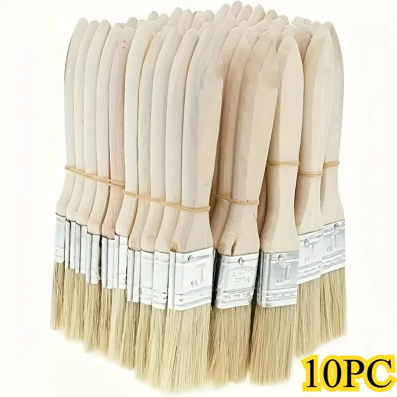 

10pc pig mane brushes suitable for art handicrafts plastering painting glue application wooden handles