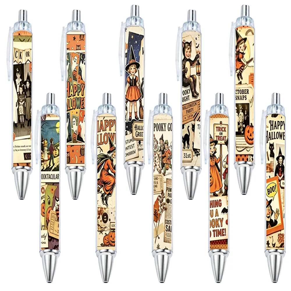10pcs Halloween Witch Pumpkin gel pen, Pumpkin Witch Style, holiday gift pen, random style