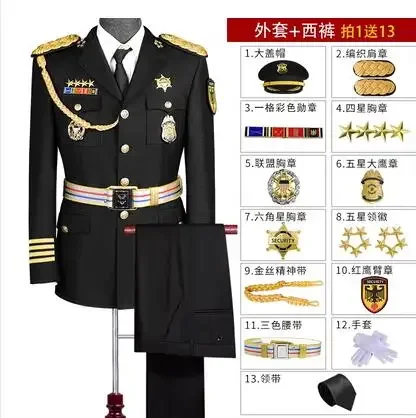 ชุดสูทสีดำสำหรับพิธีการฤดูใบไม้ผลิสำหรับผู้ชาย พร้อมตราสัญลักษณ์