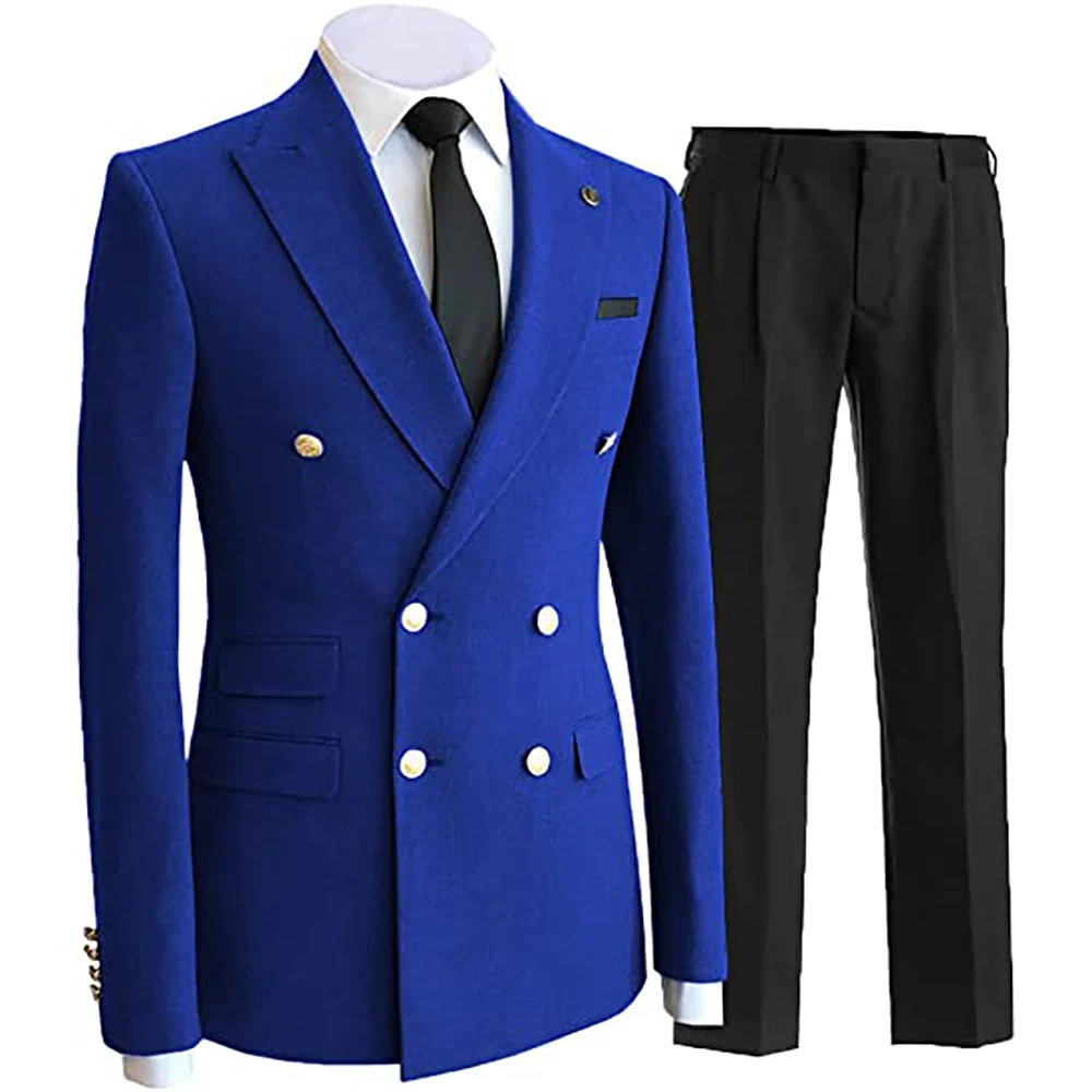 Men's Wedding Suits Regular Fit 2 Pieces Jacket Pants  Double Breasted Notched Lapel Business Work Suit Set