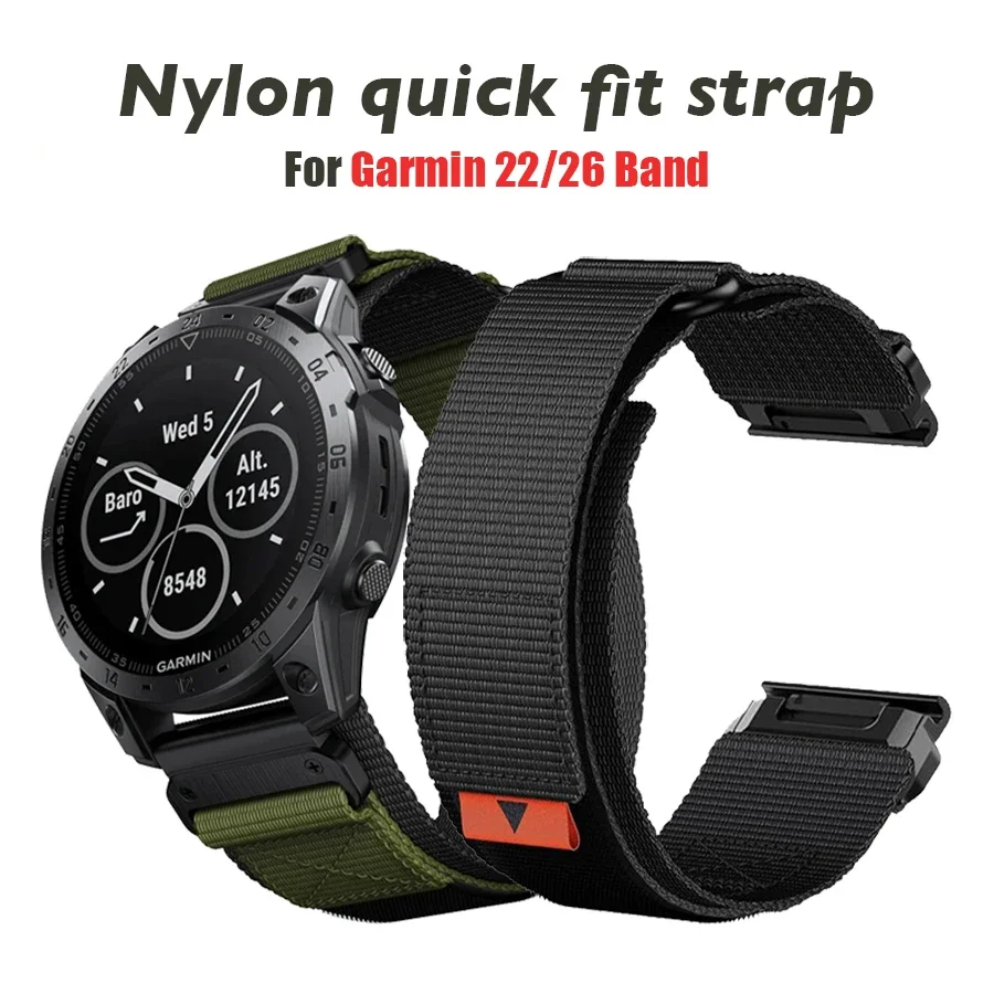 QuickFit 22mm 26mm Tactical Outdoor Nylon Strap For Garmin Fenix 7X 6X Pro 5X Plus/Quatix/Mk2/Enduro 2/Instinct 2X Watchband