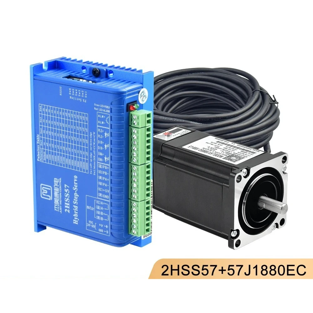 JMC Nema23 Hybrid Closed Loop Motor and Driver 2.2Nm 2000rpm Stepper Motor 5A Shaft Dia.8mm 2HSS57+57J1880EC for CNC Automation