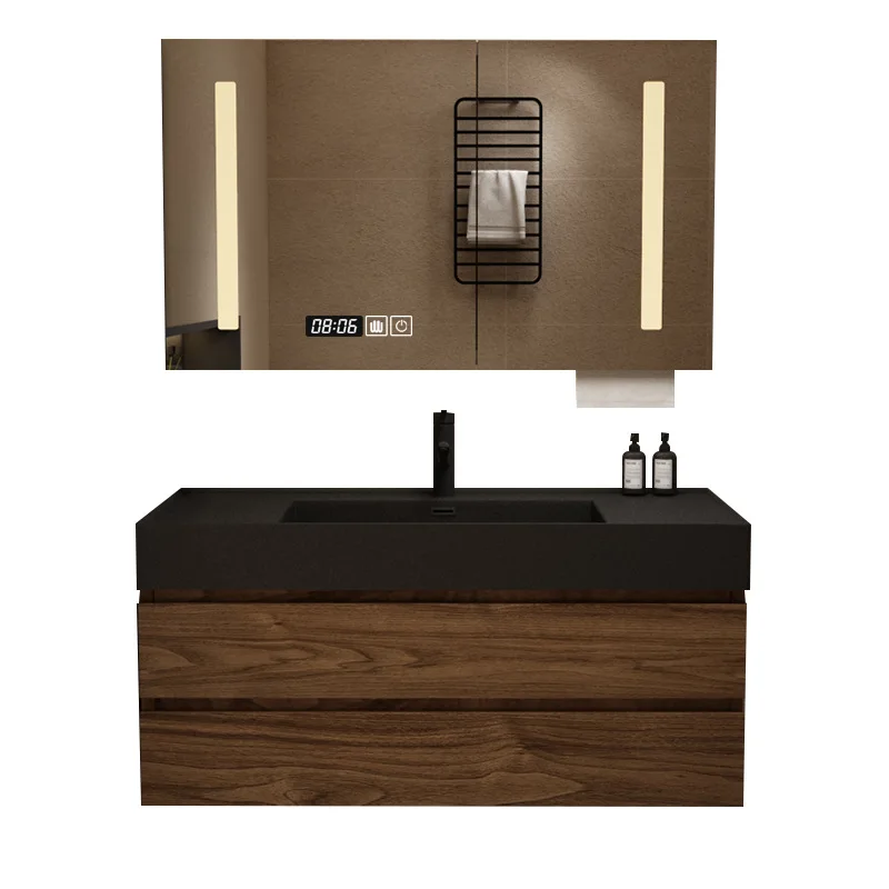 

Walnut solid wood bathroom cabinet combination bathroom washbasin sink