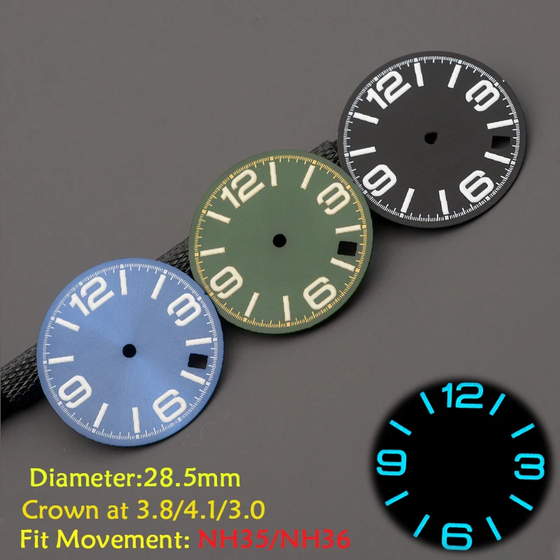 28.5 millimetri Nuovo Quadrante Dell'orologio di Superficie Fit Giappone NH35 NH36 7S26 7002 Movimento Per SKX007 SKX009 Tartaruga Abalone Tonno Canne Orologio Subacqueo