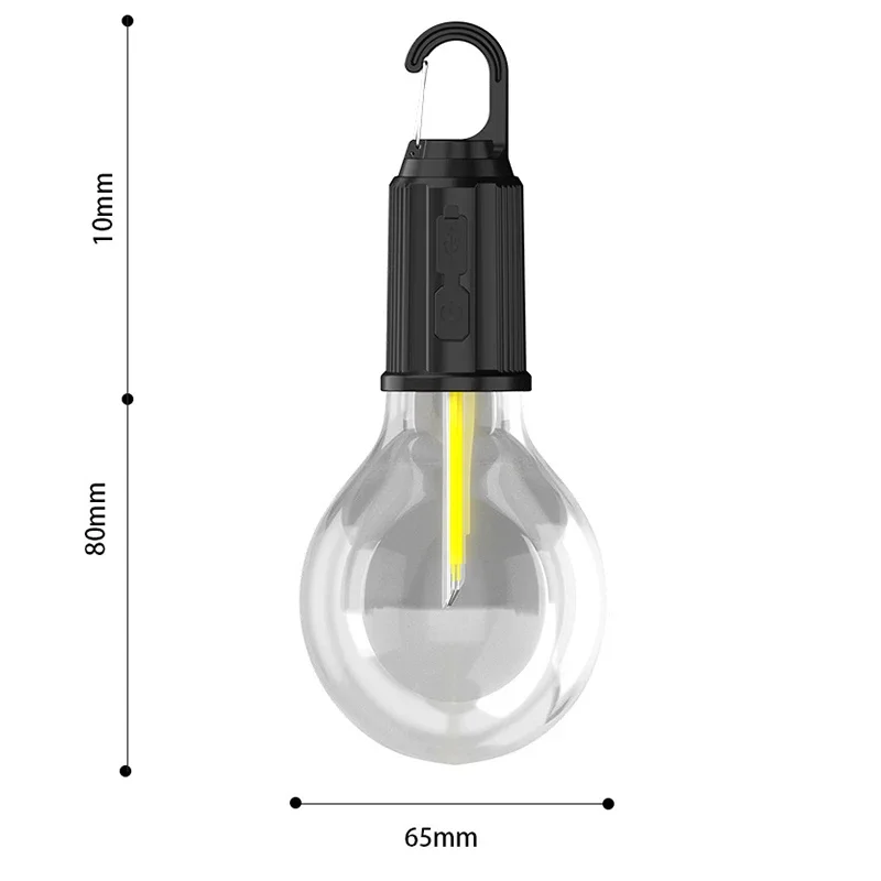 Mini Luz de Camping con filamento de tungsteno recargable por USB, bombilla LED de 2 modos de iluminación para el hogar, lámpara de emergencia impermeable para exteriores