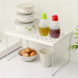 1Pcs Storage Rack Shelf Foldable Holder Organizer Stackable Kitchen Bathroom Cupboard Foldable Storage Rack Kitchen Organizer