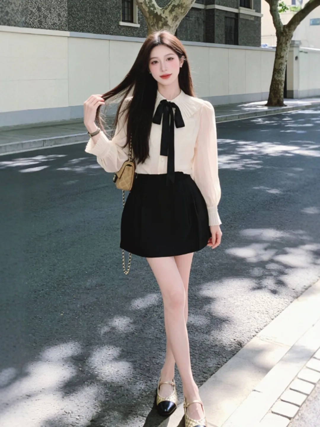 

Gentle Wind Adorable Top Skirt Set Youthful Spring Collection Comfortable Long Sleeve Shirt Short Skirt Two Piece Outfit