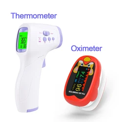 Children Infrared Fever Thermometer Medical Digital Non-contact Body Temperature Tools Or USB Kids Blood Oxygen Pulse Oximeter