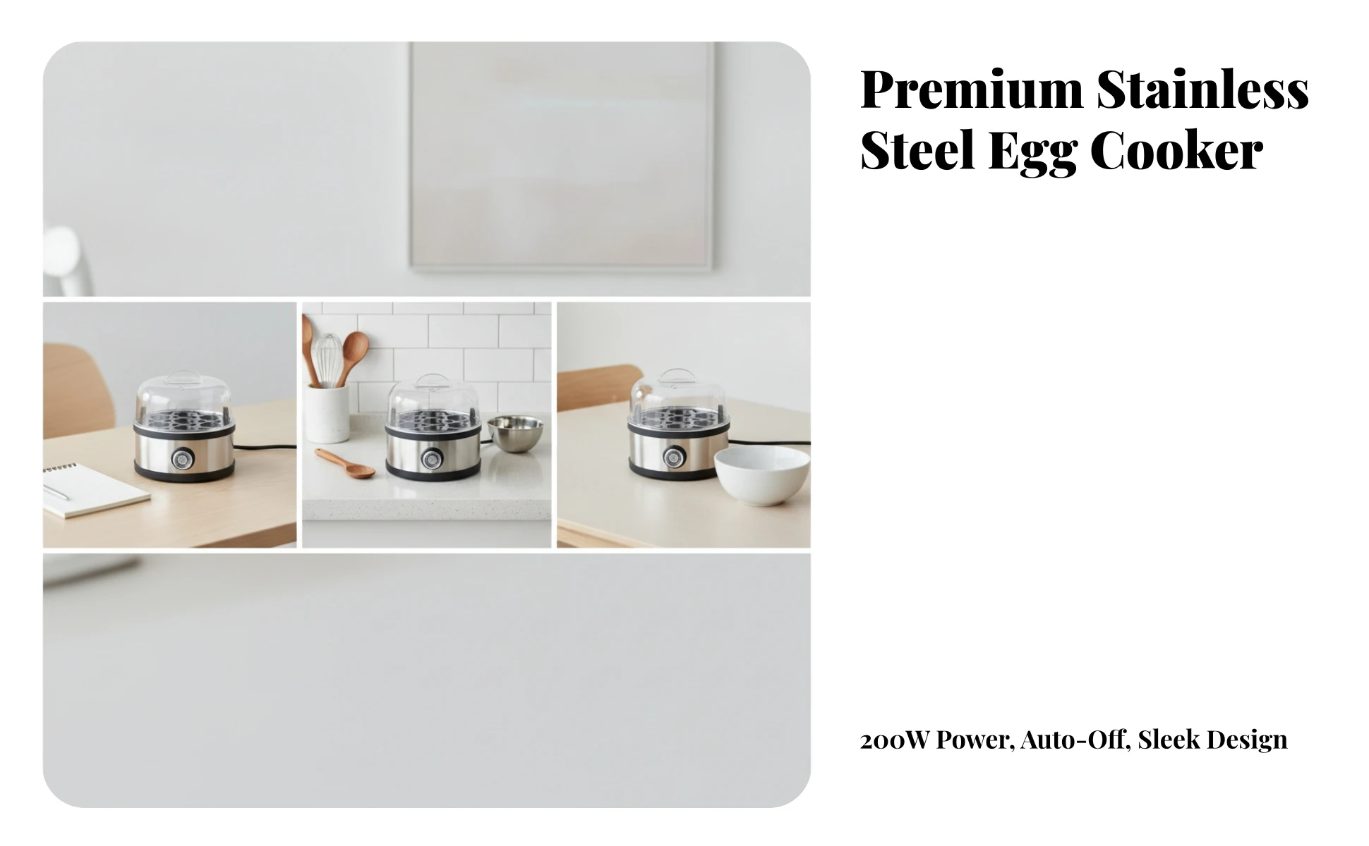 Electric Egg Boiler Stainless Steel 7-Egg Boiler Appliance Compact Space-Saving for Busy Professionals, Small Kitchens