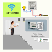 RF 433 Self-generating Wireless switch 1 gang 1 way No Battery Required Self-Powered Waterproof Remote Control Light Switch