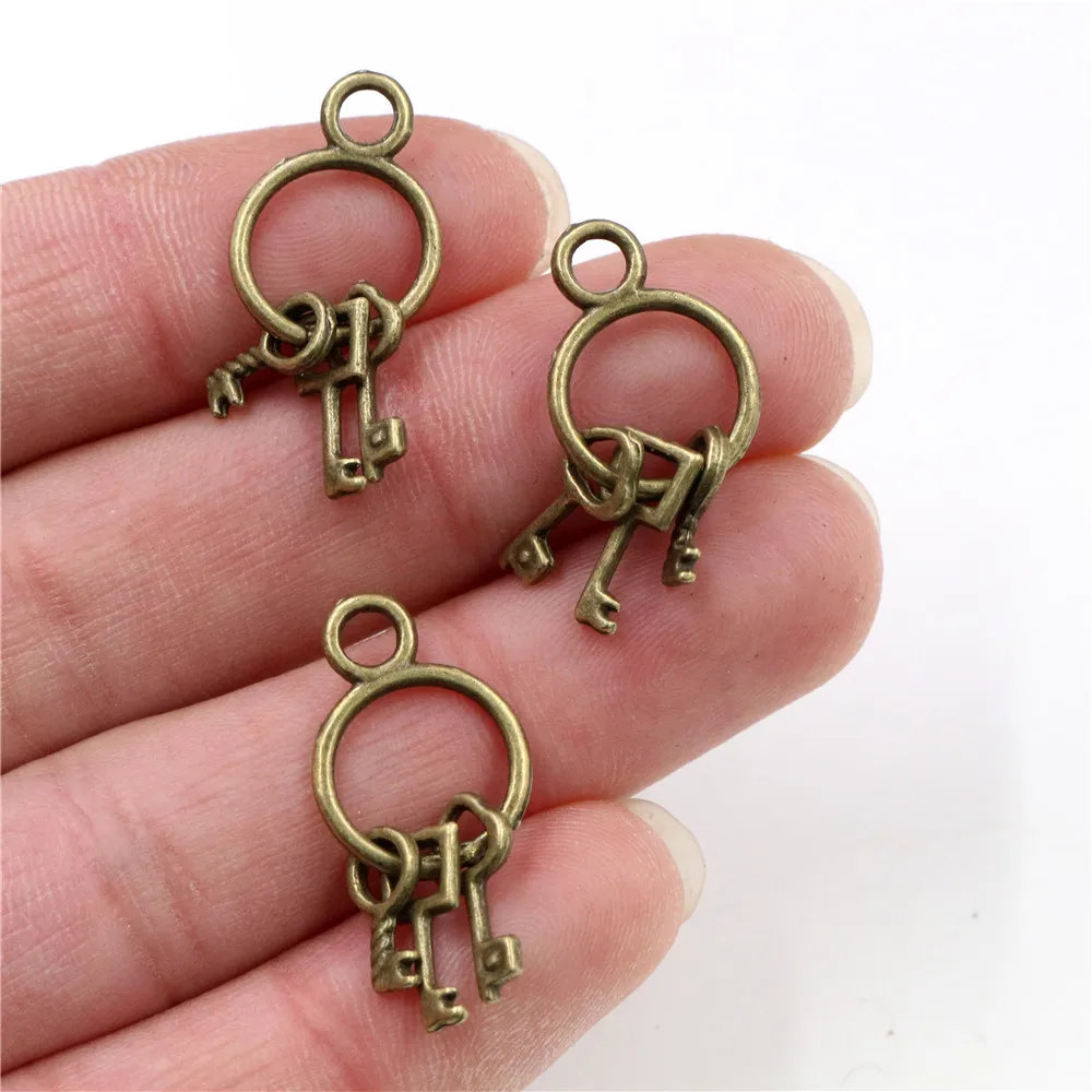 24X13mm 10pcs Antique Silver Plated Bronze Gold Plated Key Chain Handmade Charms Pendant:DIY for bracelet necklace