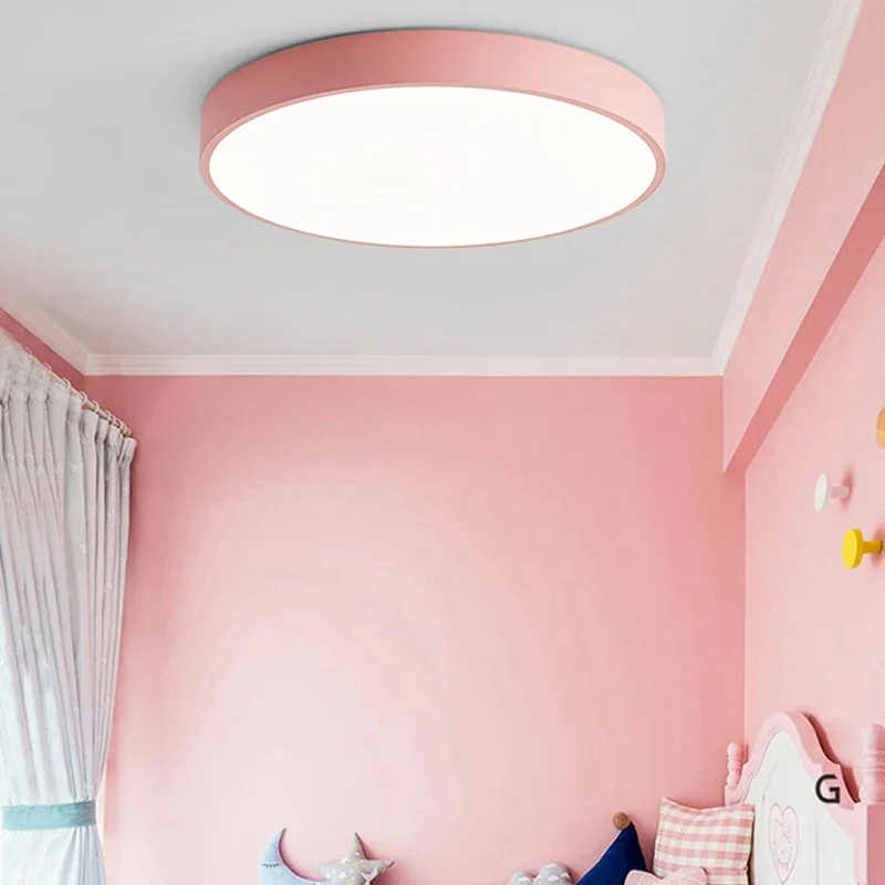 Modern Macaron Color LED Ceiling Lamp for Bedroom Living Dining Room Aisle Study Chandelier Indoor Home Decor Lighting Fixture