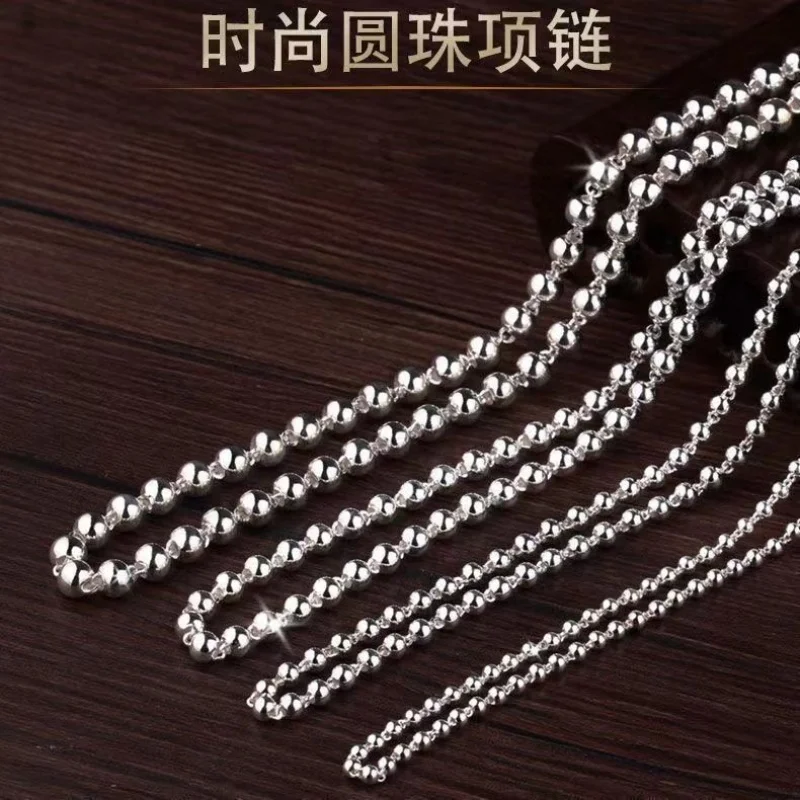

9999 Silver Light Necklace Men And Women, Lucky Round Sweater , Buddhist Bead Chain, Boyfriend