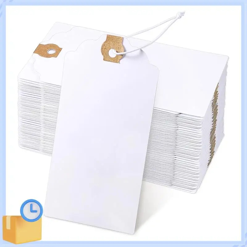 Popular 120 Pack Tags Set With Elastic String Marking Hang Tags Kit With String Attached Reinforced Hole Writable Tags 4.76X2.36