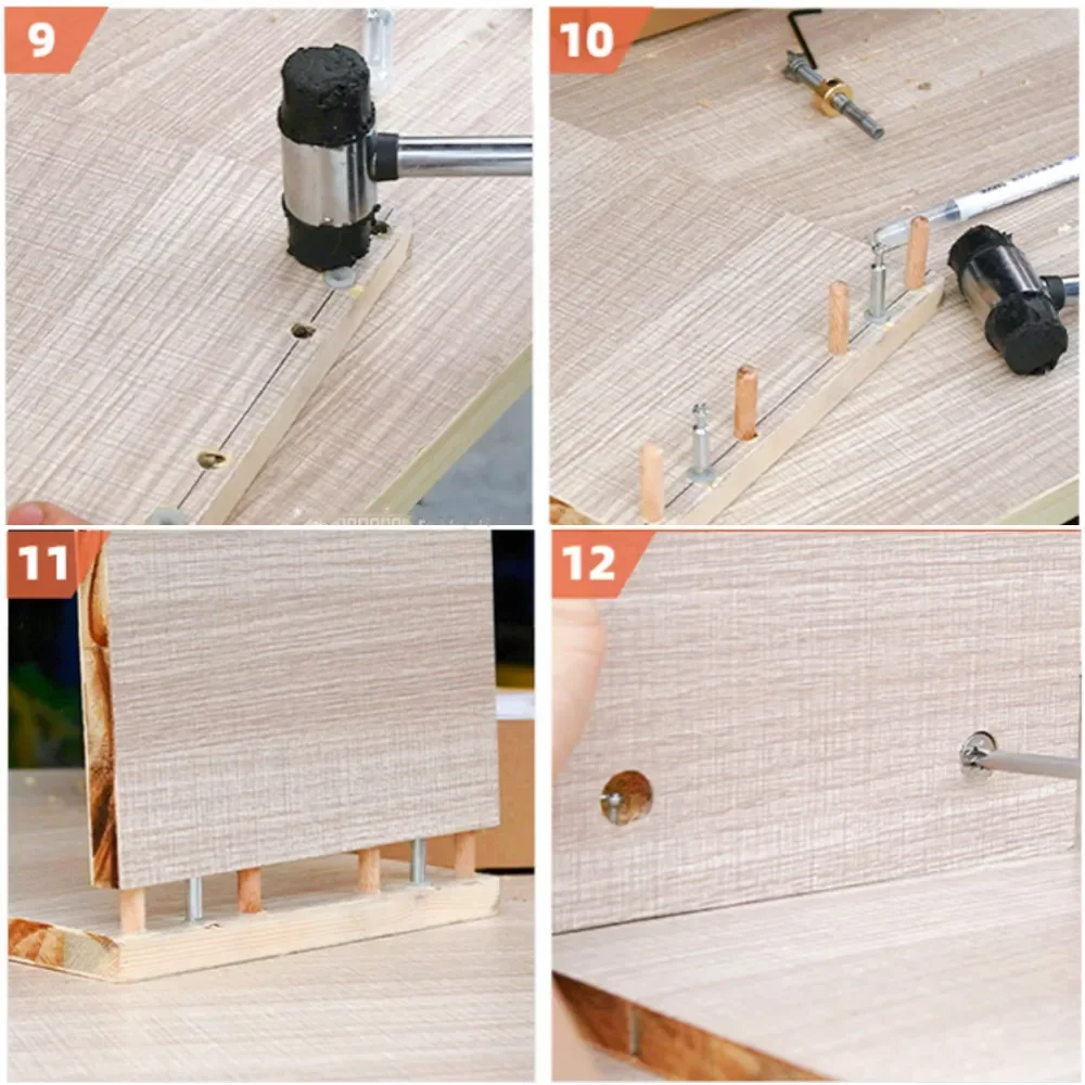 3-in-1-Dübelvorrichtungs-Master-Kit, Präzisions-Holzbohrlehre für Dübel, Nockenverriegelung und Lochpositionierung, Holzbearbeitungswerkzeuge – Detail 10