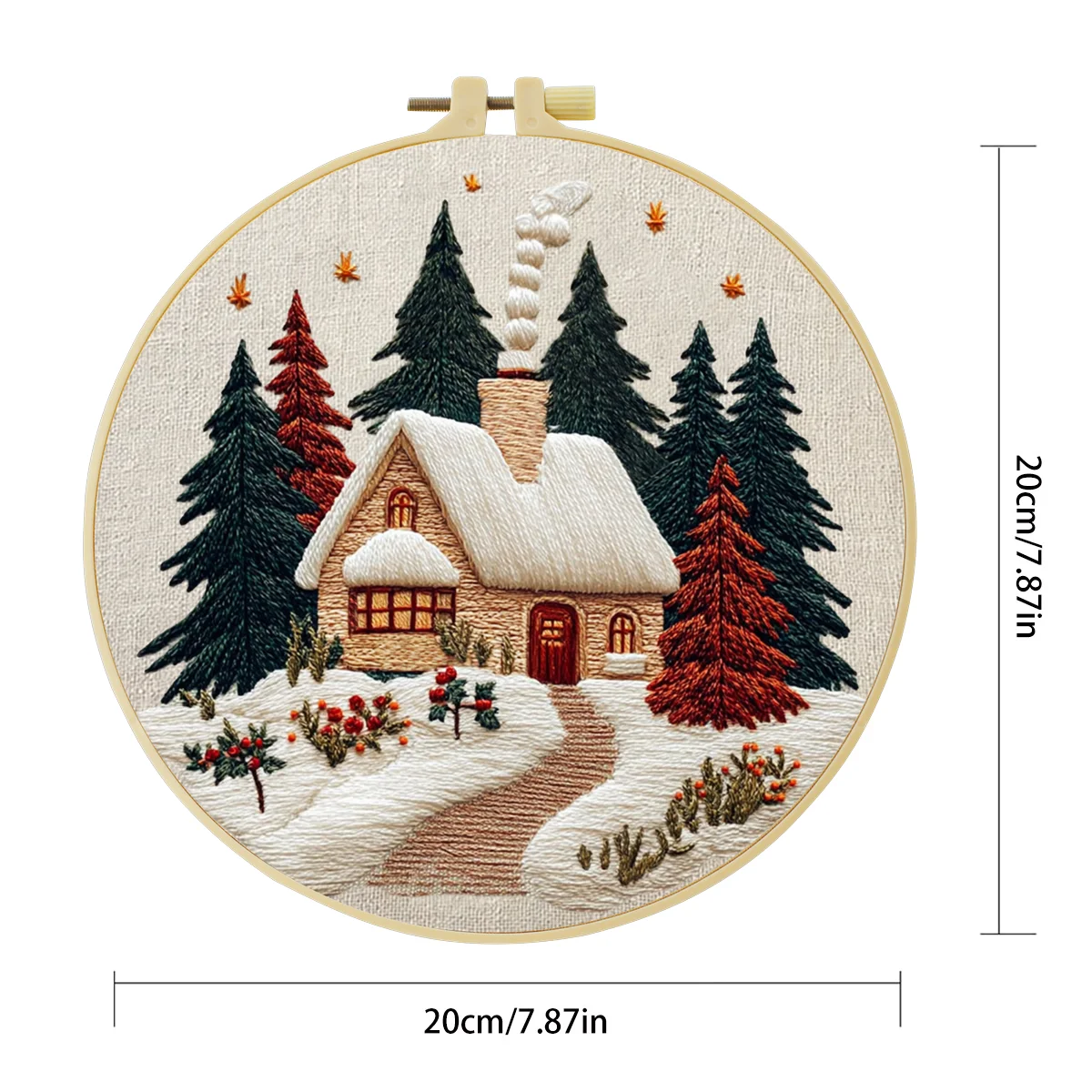 1 Stück 20X20CM/15X15CM 7,87/6,3 Zoll Schneelandschaft Stickerei Starter-Kit DIY-Kit DIY-Stickerei-Set Handarbeiten Nadelkunst Nähkunst – Detail 4
