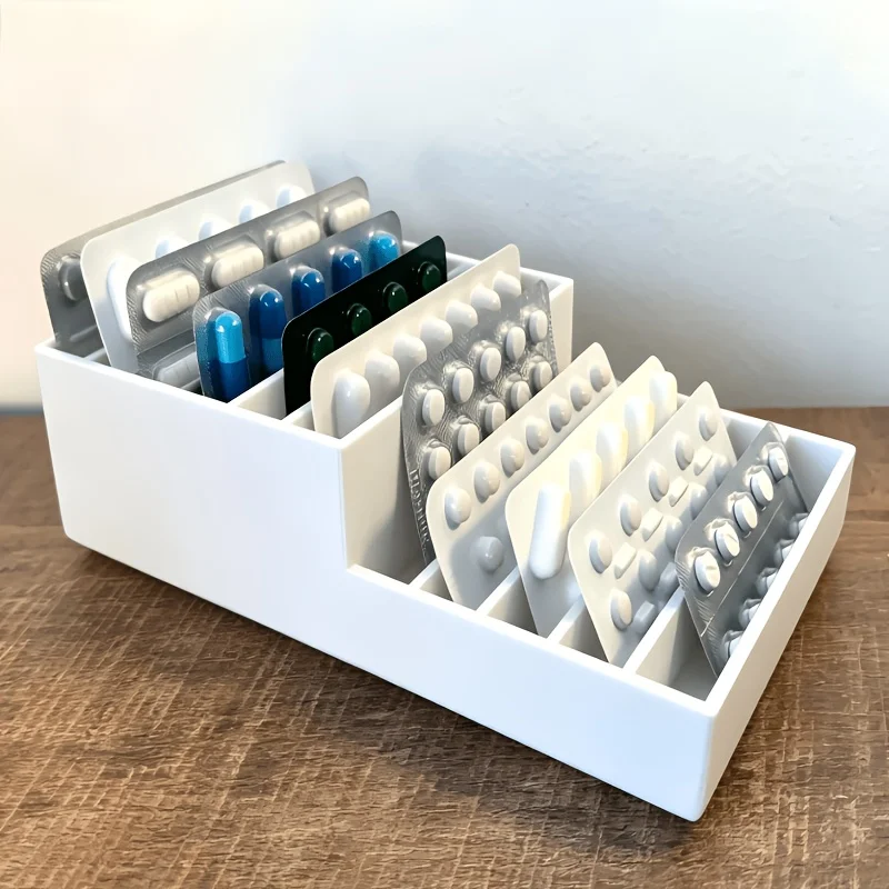 Blister Pack Organizer, Compartment Drawer-Style Medicine Storage Rack, Home Tablet Classifier Box,Multi-Slot Stable Drug Holder