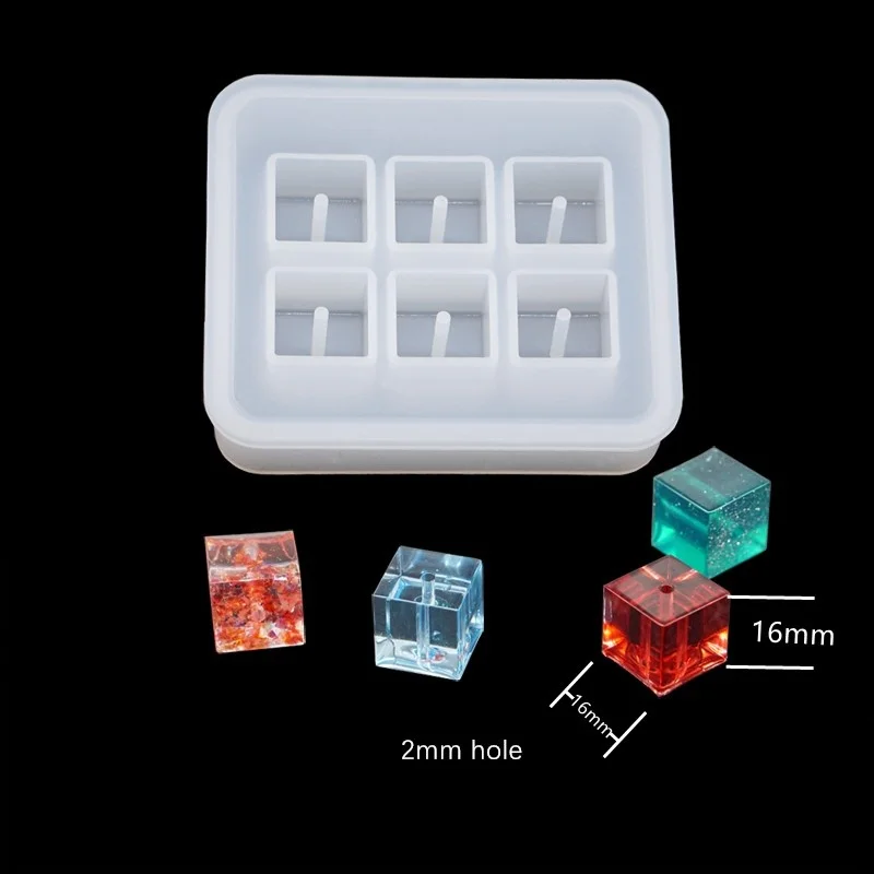 SNASAN Silikonform für Schmuckperlen, 9 mm, 12 mm, 16 mm, Würfelkugel, 6 Fächer, Epoxidharz-Silikonform, handgefertigtes DIY-Material – Detail 16