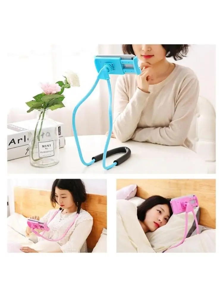 

Cellphone Stand Hanging on Neck Upgraded Hands Mobilephone Holder Clip on Bed/Table Lazy Cellphone Mount