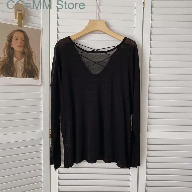 New Oversized T Shirt for Women Long Sleeve O Neck Korean Fashion Casual Top Ladies Basic Solid Elegant Tee Shirt