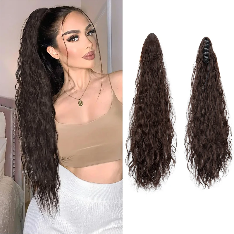 

26inch Synthetic Long Curly Wavy Ponytail Extension Claw Clip Ponytail Hair Extensions for Women Hairpiece for Daily