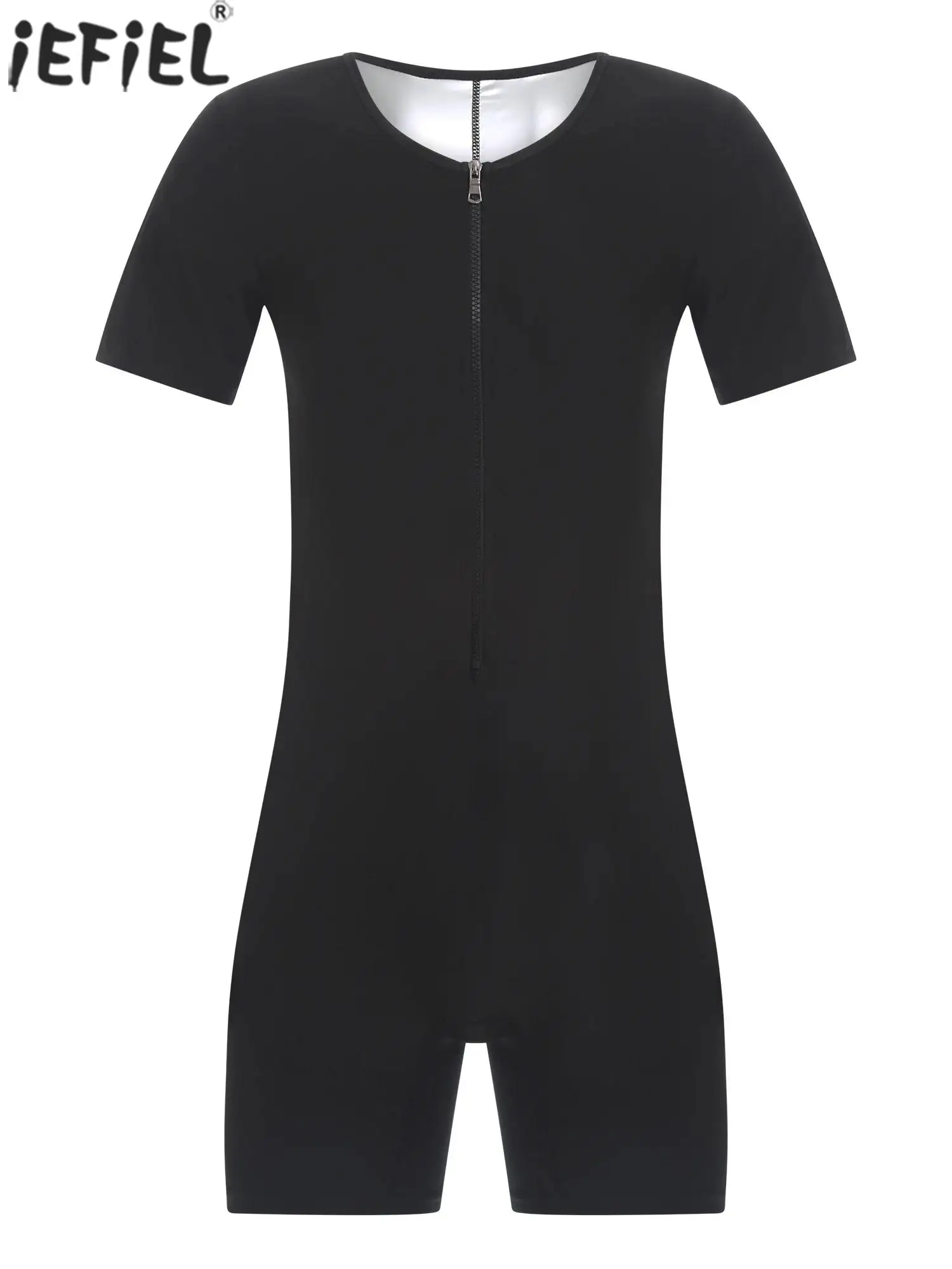 

Men Fashion Lining Shiny Stretchy Jumpsuits Weight Loss Workout Sweatsuit for Fitness Training Muscle Shaped Costumes