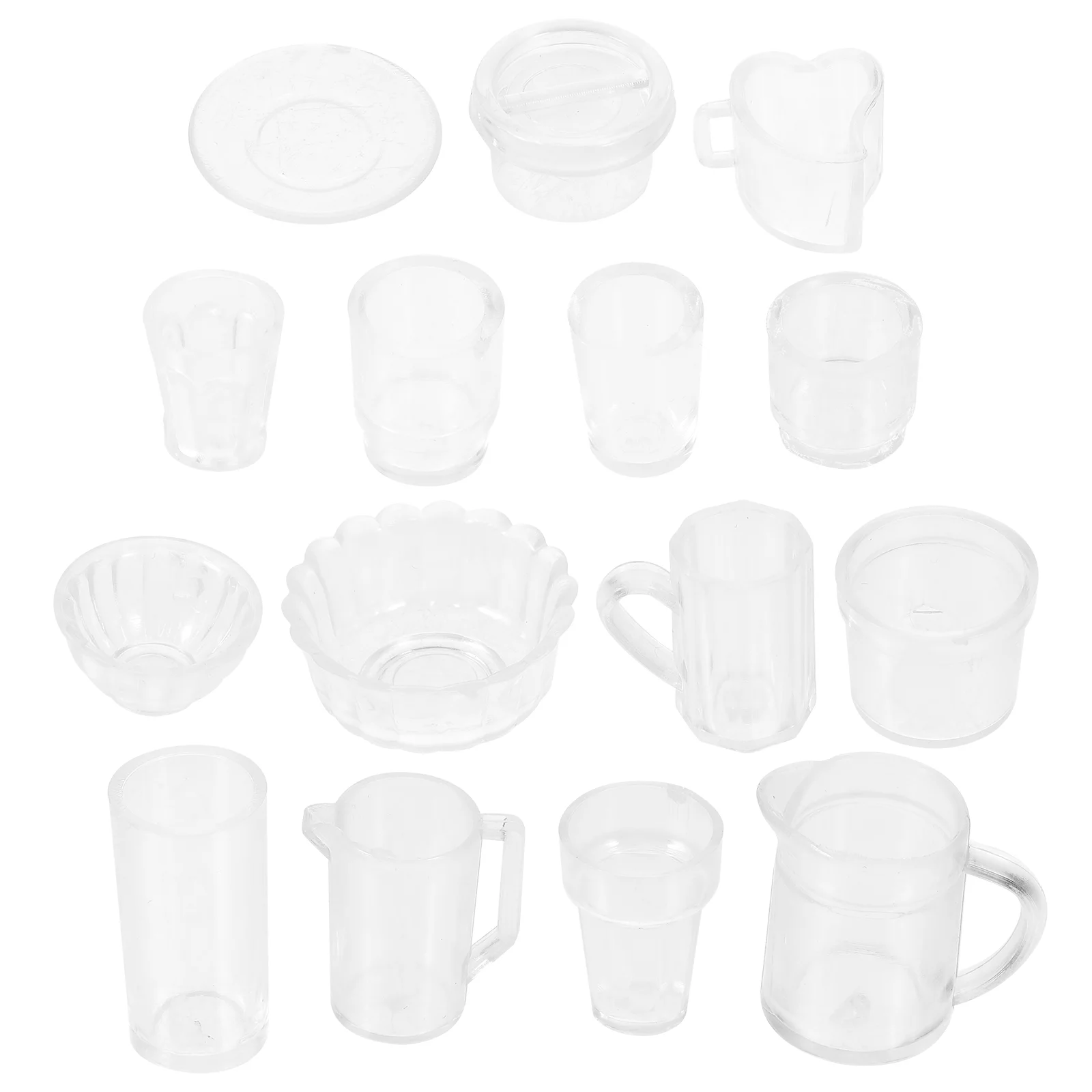 15 Pcs Mini Kitchen Utensils Girl Toy Tiny Cup Plastic Cups Miniature Tableware House Mugs Decor Child Kids Pretend Props