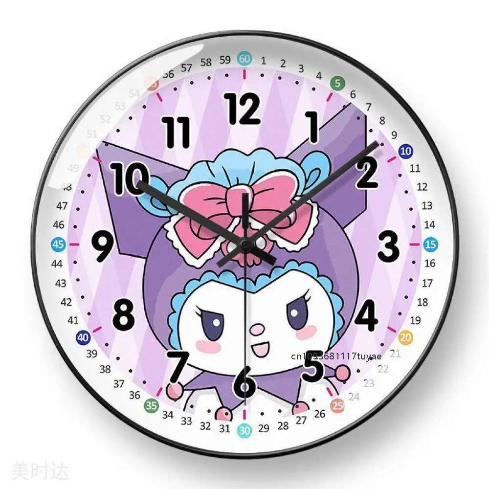 

Kuromi Melody Cartoon Children Wall Clock Sanrios Anime Cinnamoroll Kawaii Girls Bedroom Alarm Clock Student Mute Quartz Clock