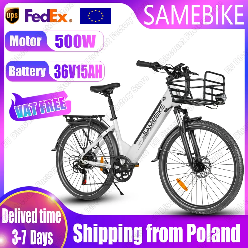 Samebike Green-500W36v15ah Rs-A01pro Bicicleta Eléctrica 500W Motor Sin Escobillas 36V15ah Batería Extraíble E Bicicleta 26 Pulgadas Neumático Nieve Bicicleta Eléctrica Para Adultos