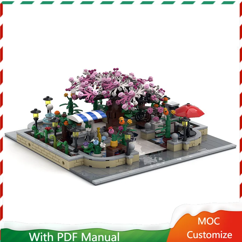 

1399 PCS Medieval Luxury Botanical Garden Scene Building Block Customize Diy Education Assembly Kids Toy Birthday Surprise Gift