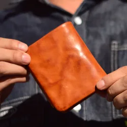 AETOO Leather wallet Men's first layer plant tanned cowhide vintage pleated short two-fold ultra thin simple wallet anti-theft b