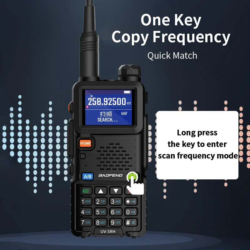 Baofeng UV-5RH Multi-Band Walkie Talkie 10W Air Band Copy Frequency Vox Outdoor Long Range Type-C charger Two Way Portable Radio