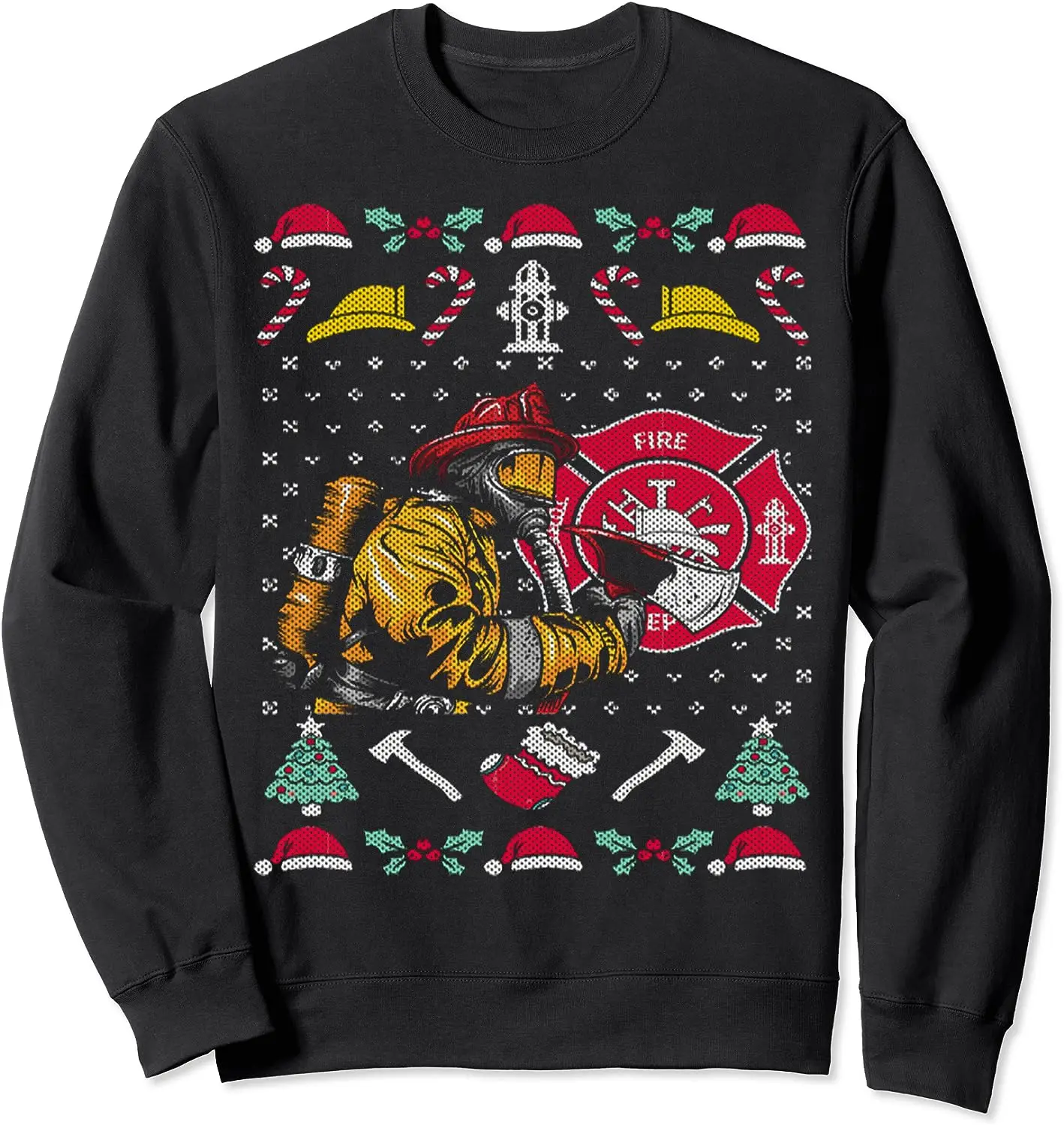 

Merry Firefighter Ugly Christmas Sweater Fireman Sweatshirts New 100% Cotton Comfortable Casual Mens Clothing Xmas Streetwear