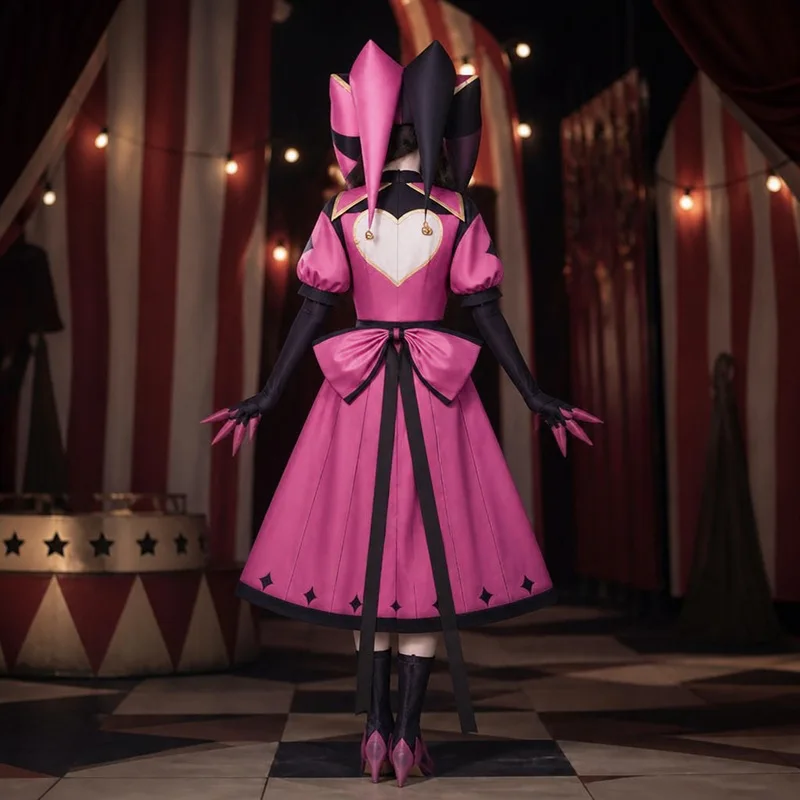 QICHE Roze Clown Halloween Rollenspelkostuum Volledige Set Mode Podiumoptreden Outfit Carnaval Feestkleding