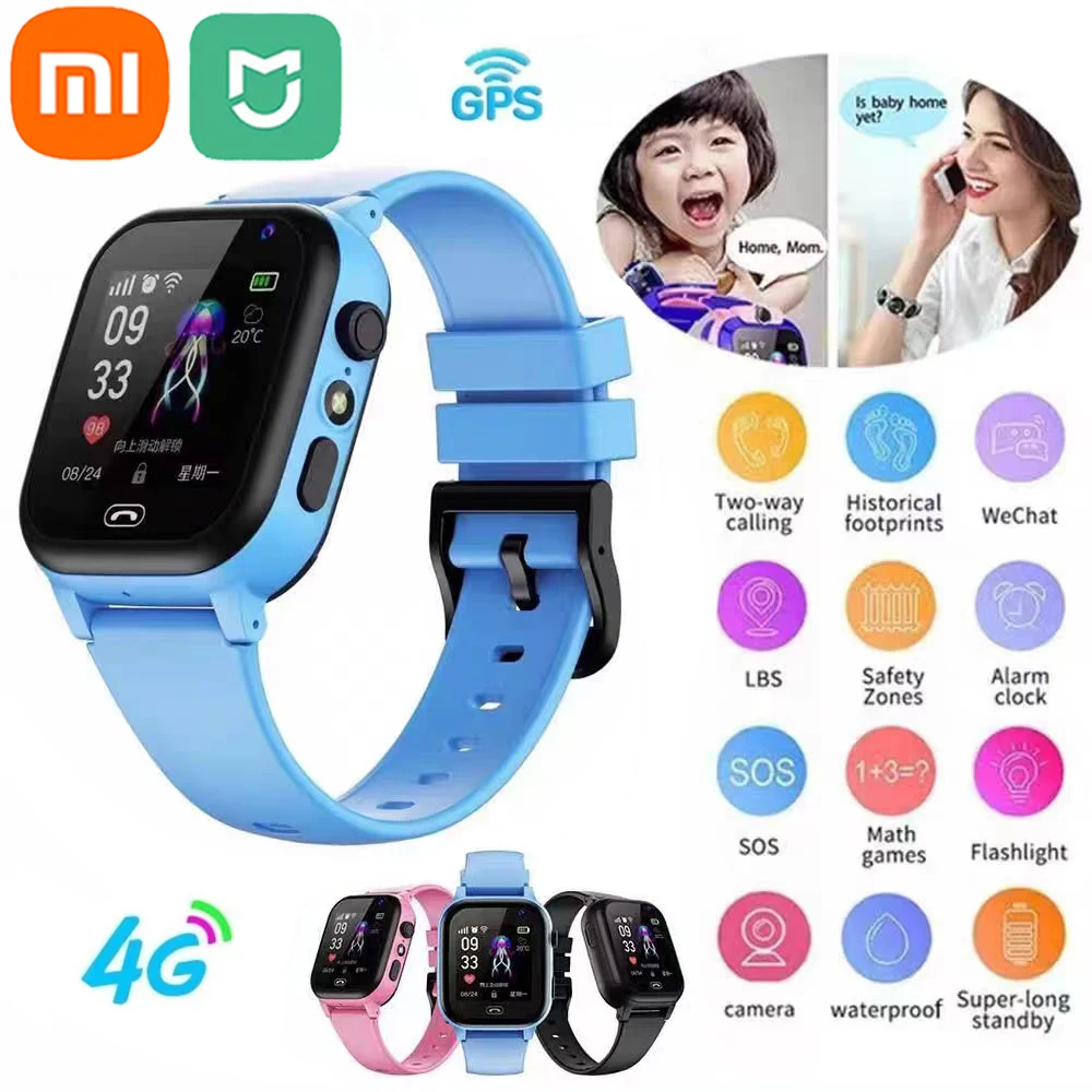 Xiaomi MIJIA Kids 4G Smart Watch SOS GPS Location Sim Card Call Child SmartWatch Camera Waterproof Watch For Boys Girls Present