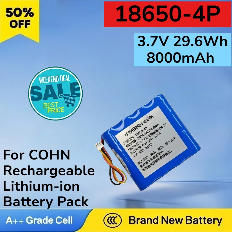 

New Large Capacity Replacement Battery for COHN Rechargeable Lithium-ion Battery Pack 18650-4P 3.7V 29.6Wh 8000mAh High Quality