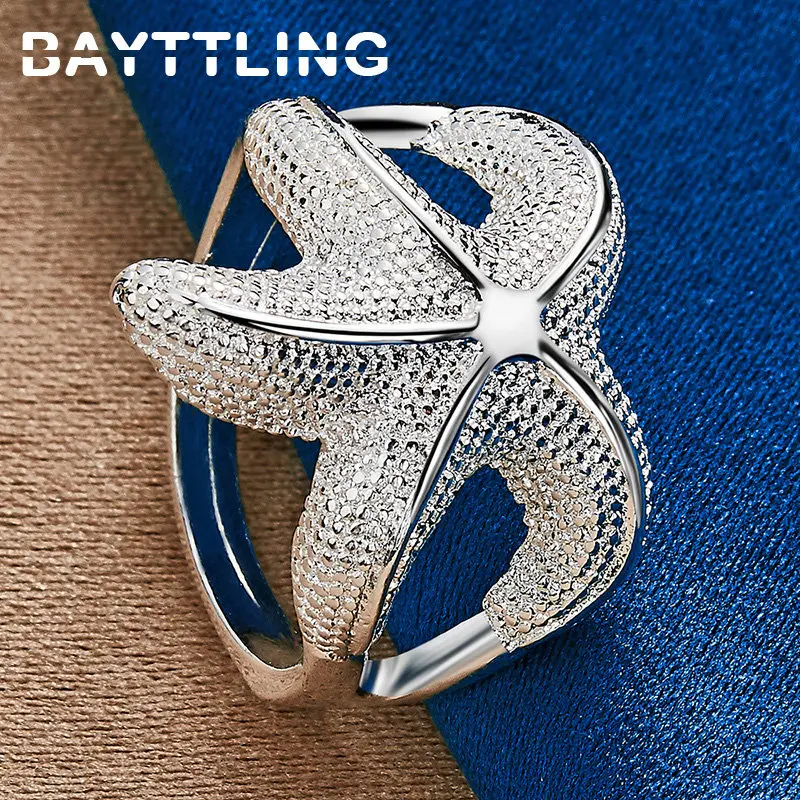 S925 Sterling Silver Exquisite 7/8/9/10# Personalized Starfish Ring For Women Charm Christmas Gift Fashion Jewelry Accessories