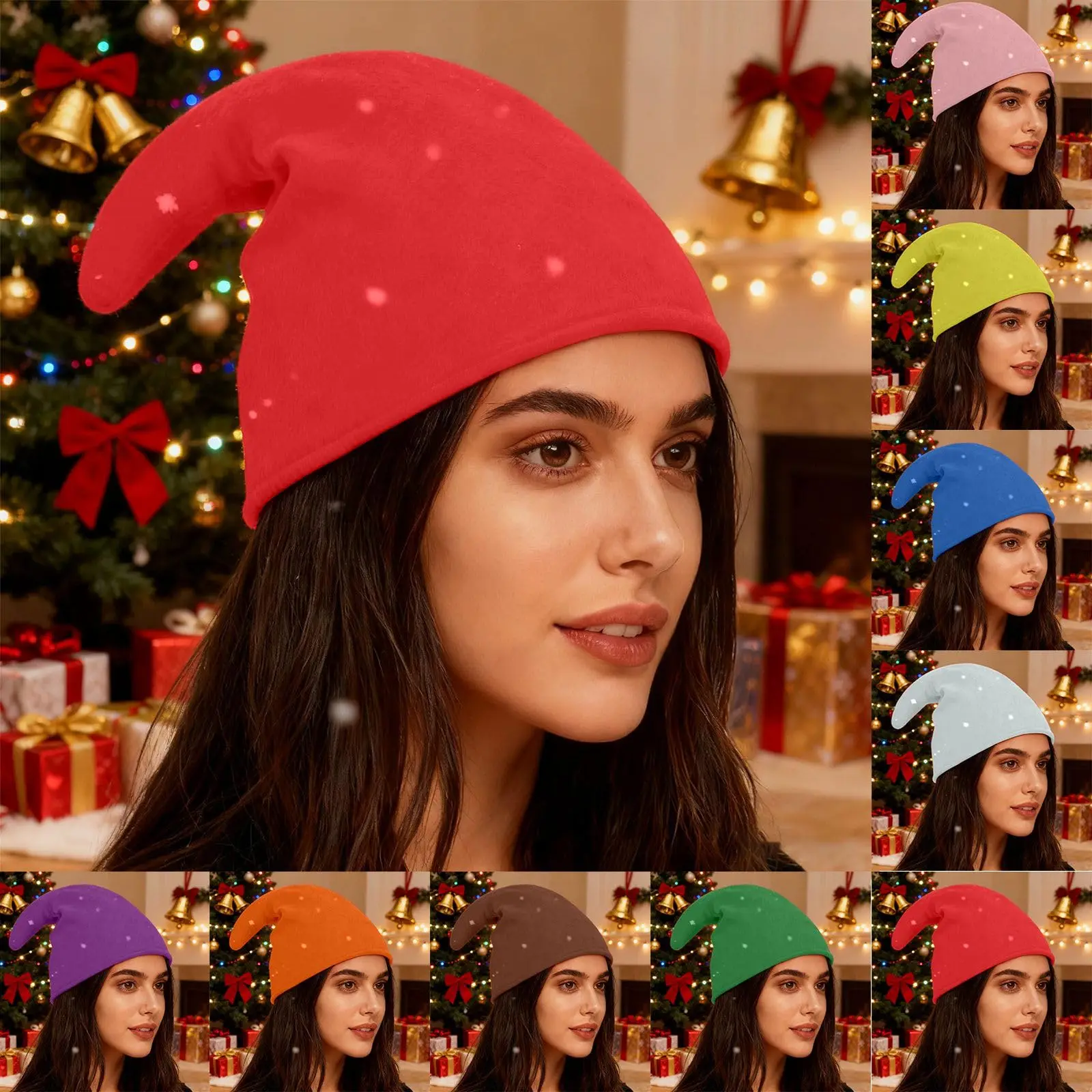 Cappello da elfo di Natale Cappello da elfo di Natale 9 colori Opzionali Decorazione della casa Festa Cappello di colore nano Prodotti di stoffa Forniture natalizie