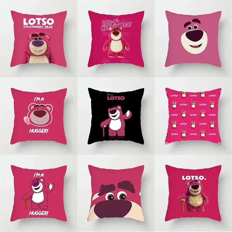 

Disney Strawberry Bear Pillow Cover High Value Cute Pillow Cover Student Dormitory Sofa Cushion Cover