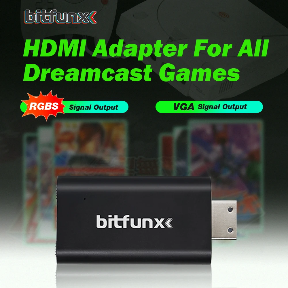 

Bitfunx RGBS Converter VGA To HDMI Converter Adapter For Dreamcast Console Out 1080P Upsclaer HDTV Converter