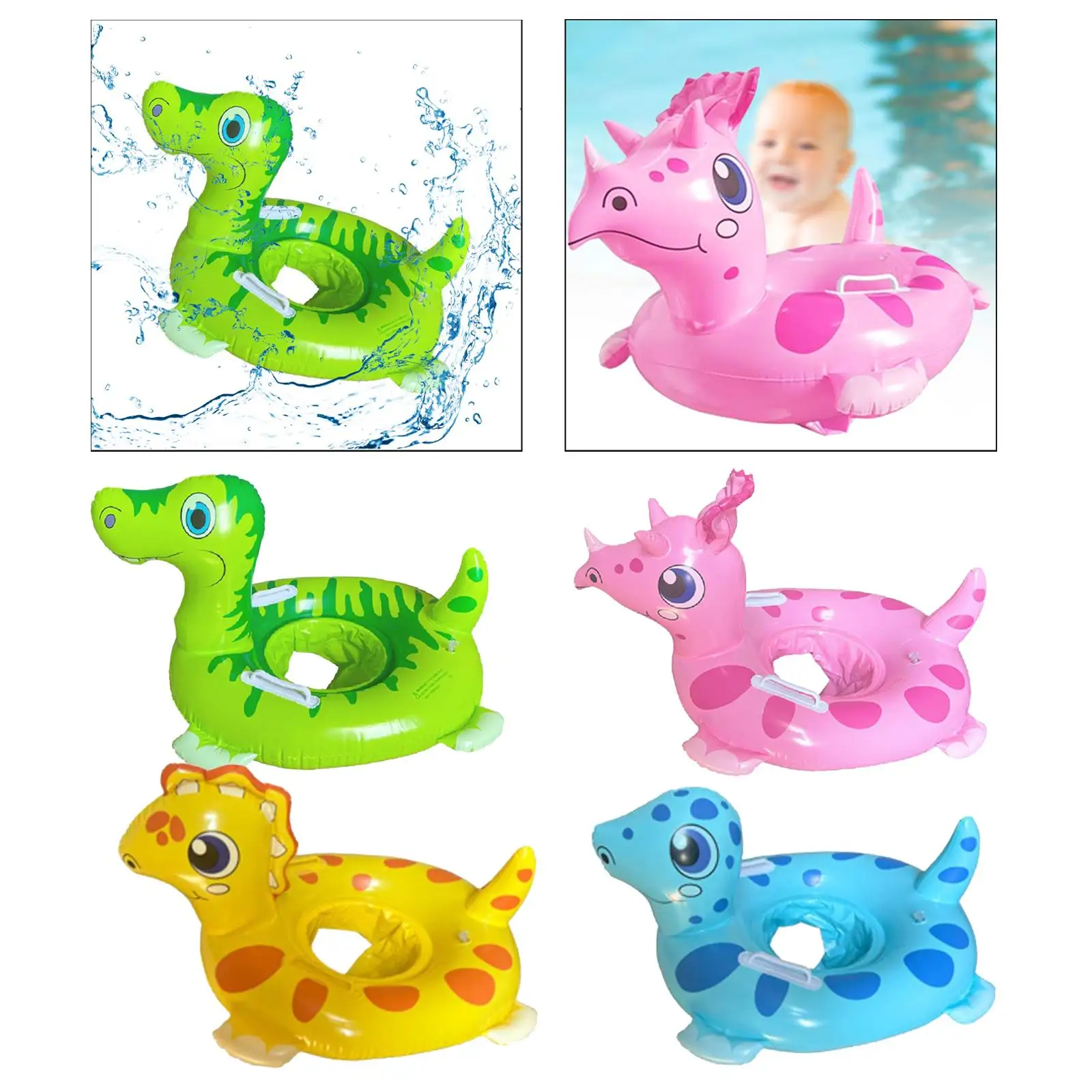 Juguetes de piscina con forma de dibujos animados, juguetes de fiesta, playa de verano para niños y niñas, balsa de agua, anillos de dinosaurio, flotadores de piscina inflables