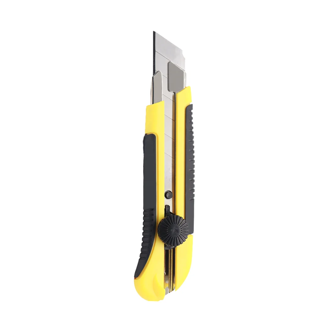 25mm Heavy Duty Utility Knife, Rotary Lock Snap Off Box Cutter, Non-Slip Rubber Grip Retractable Art Cutter for Cardboard, Carpe