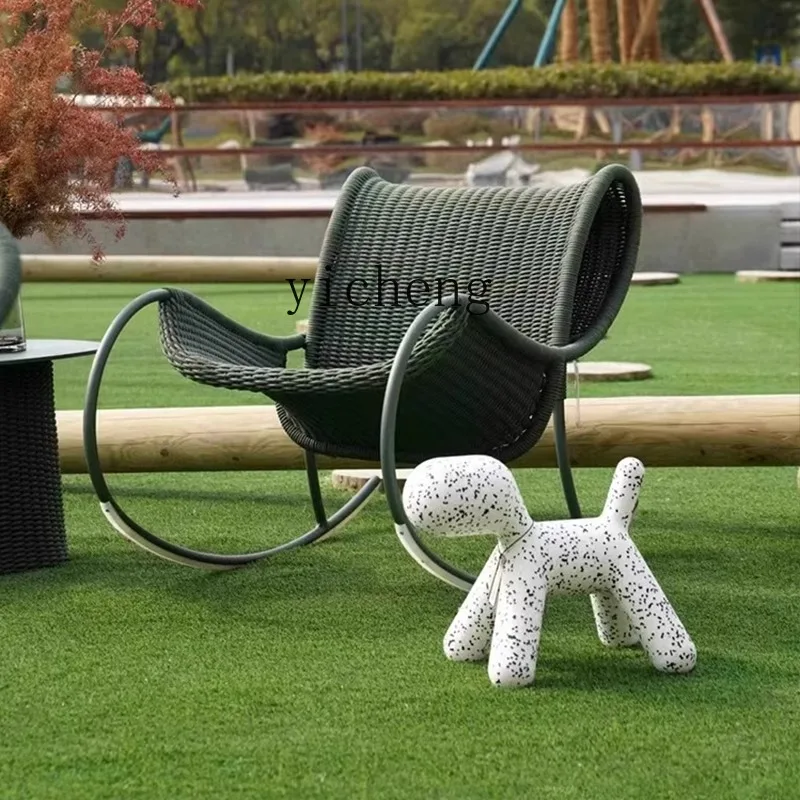 ZK balcony leisure chair outdoor sofa rattan leisure courtyard balcony rocking chair table garden waterproof sun