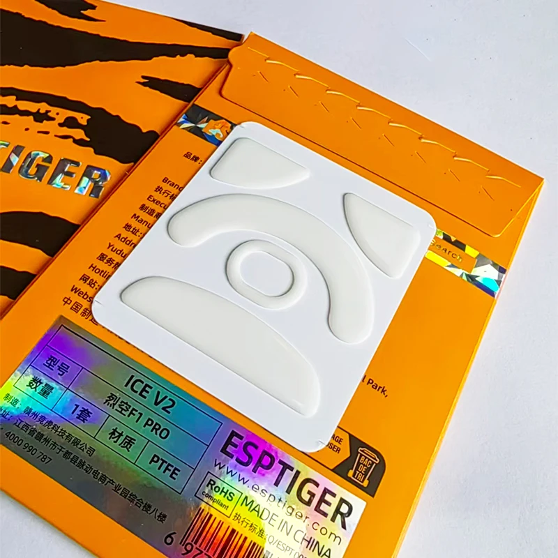 New Esports Tiger Mouse Feet Skates Sticker For ATK F1 PRO MAX Ultimate/ATK X1 PRO MAX Ultra Mouse White PTFE Glides ICE Version