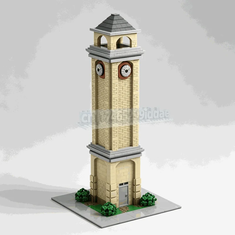 NEW 1610PCS Tilted Towers Clocktower Architecture MOC Creative Building Blocks Model Custom Puzzle DIY Assembly Toy Collection