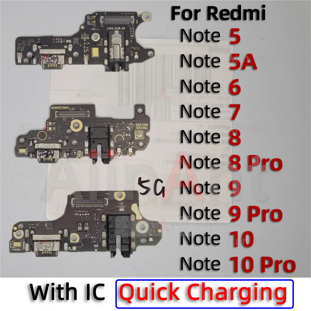 Oryginalny USB Sub Mic Dock złącze ładowarki Port ładowania Flex Cable dla Xiaomi Redmi For Xiaomi Redmi Note 5 6 7 8 9 10 13 9s 9T 10s 10T Pro 4G 5G