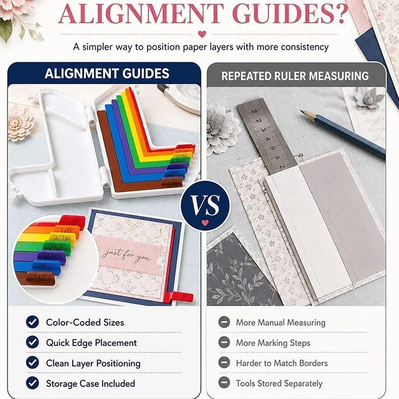 Paper Crafting Alignment Guide Set With Storage Box 7 Edge Precision Laminated Spacers Color Coded Card Making Scrapbooking DIY view 3