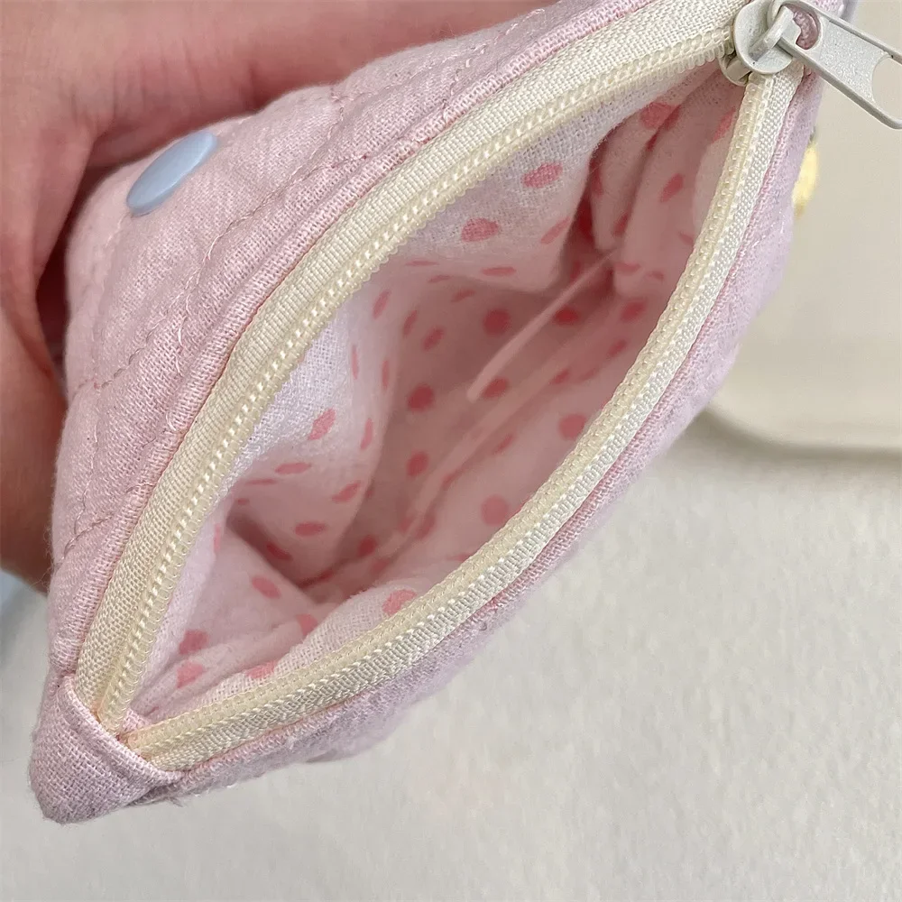 Kawaii мультяшный мини-полосатый кошелек на молнии для девочек, милый холст, кошелек для монет, сумка для карт, сумка для хранения ключей, детские подарки на день рождения