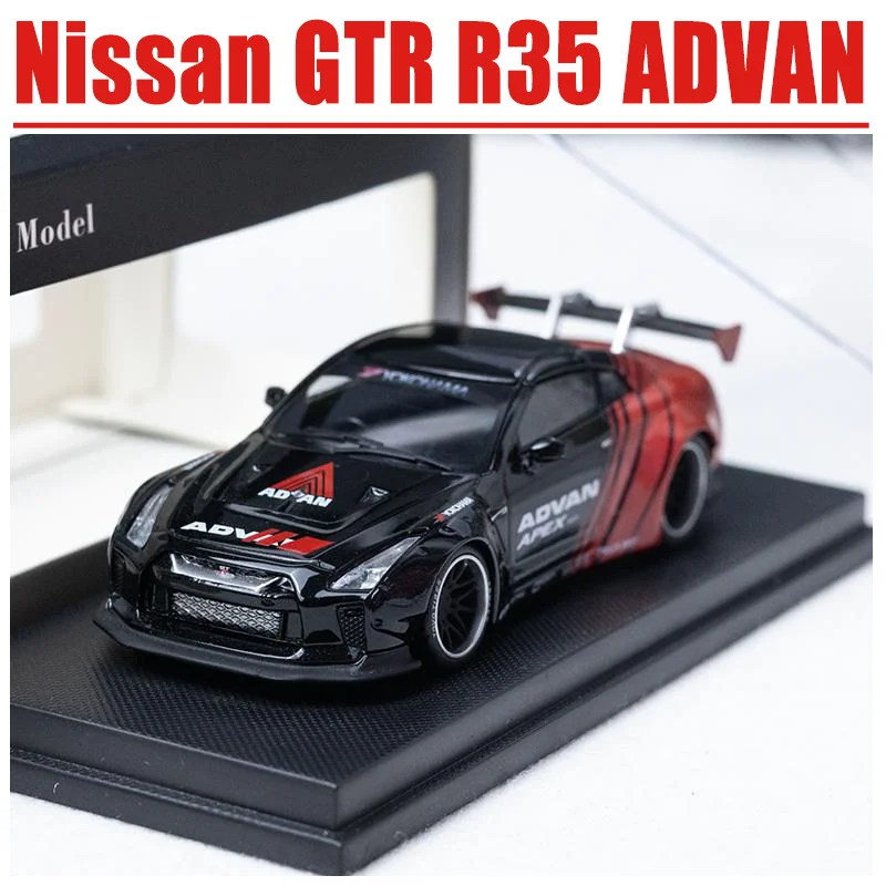 SM 1/64 닛산 GTR R35 ADVAN 합금 장난감 자동차, 다이캐스트 금속 모델 선물